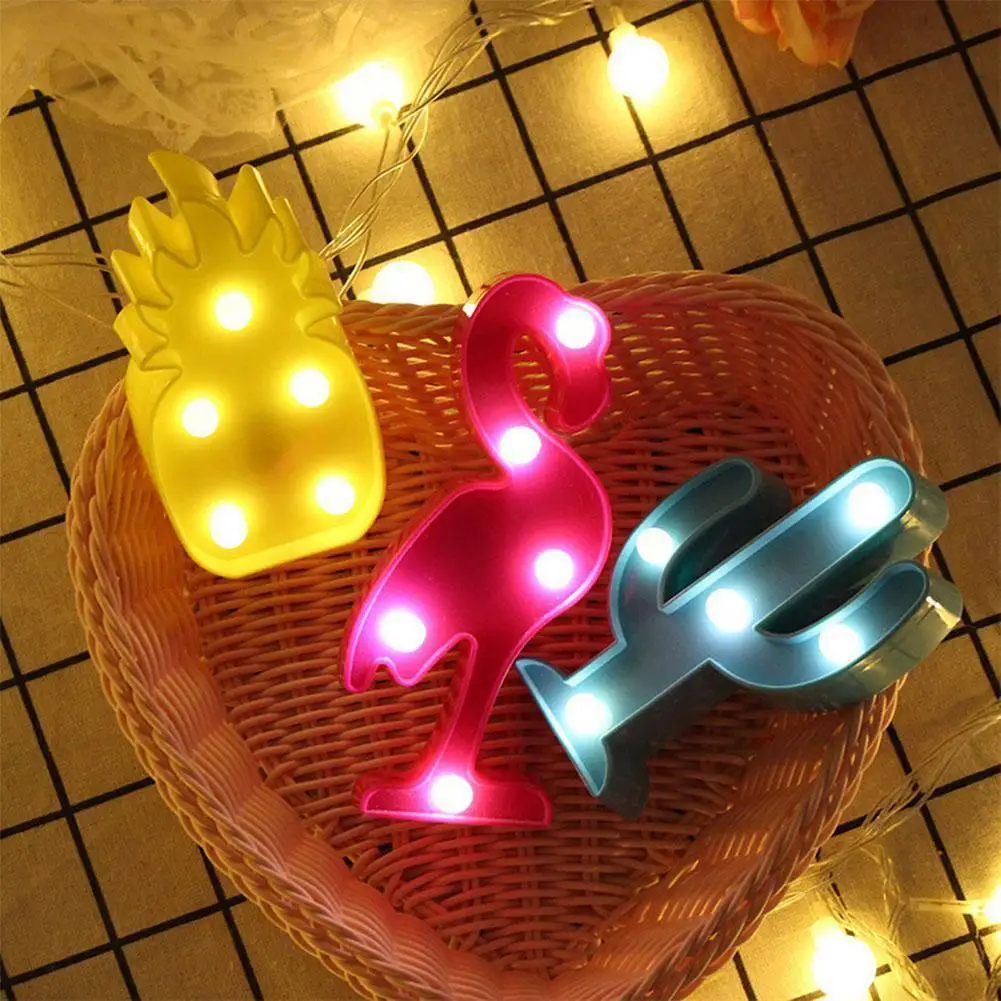 3d-ночсветильник в виде ананаса Рождественская лампа фламинго кактуса Мультяшные