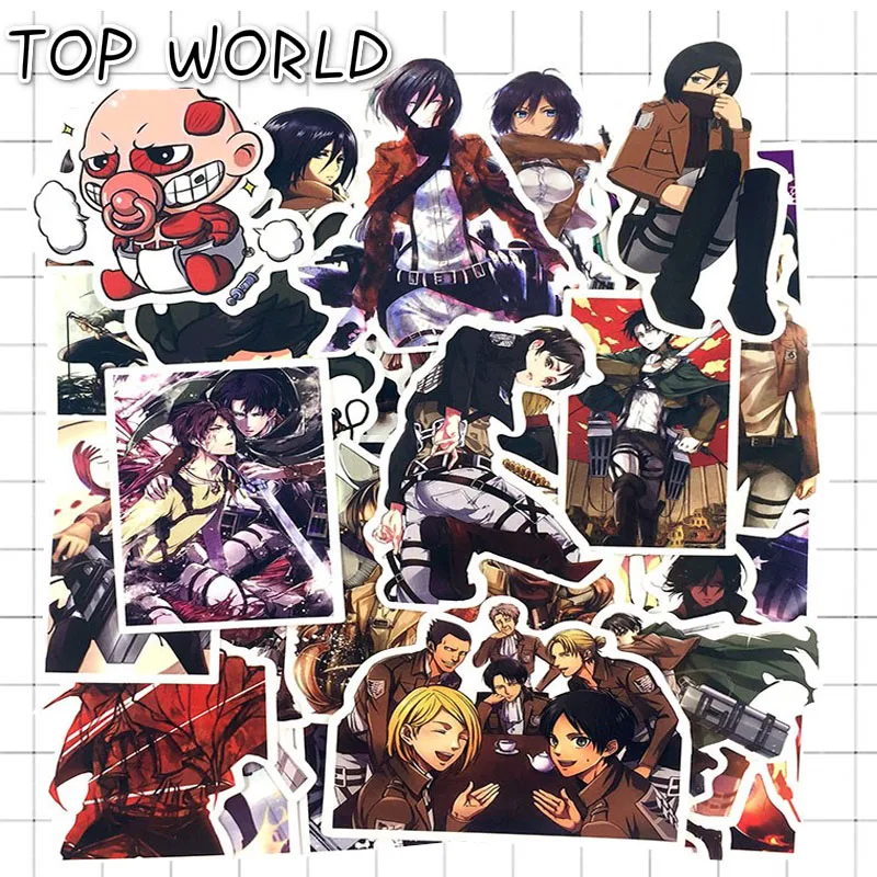 10/39pcs/lot Attack On Titan Sticker Anime Icon Animal Stickers Gifts For Children To Laptop Suitcas Bicycle Car Pvc Stickers