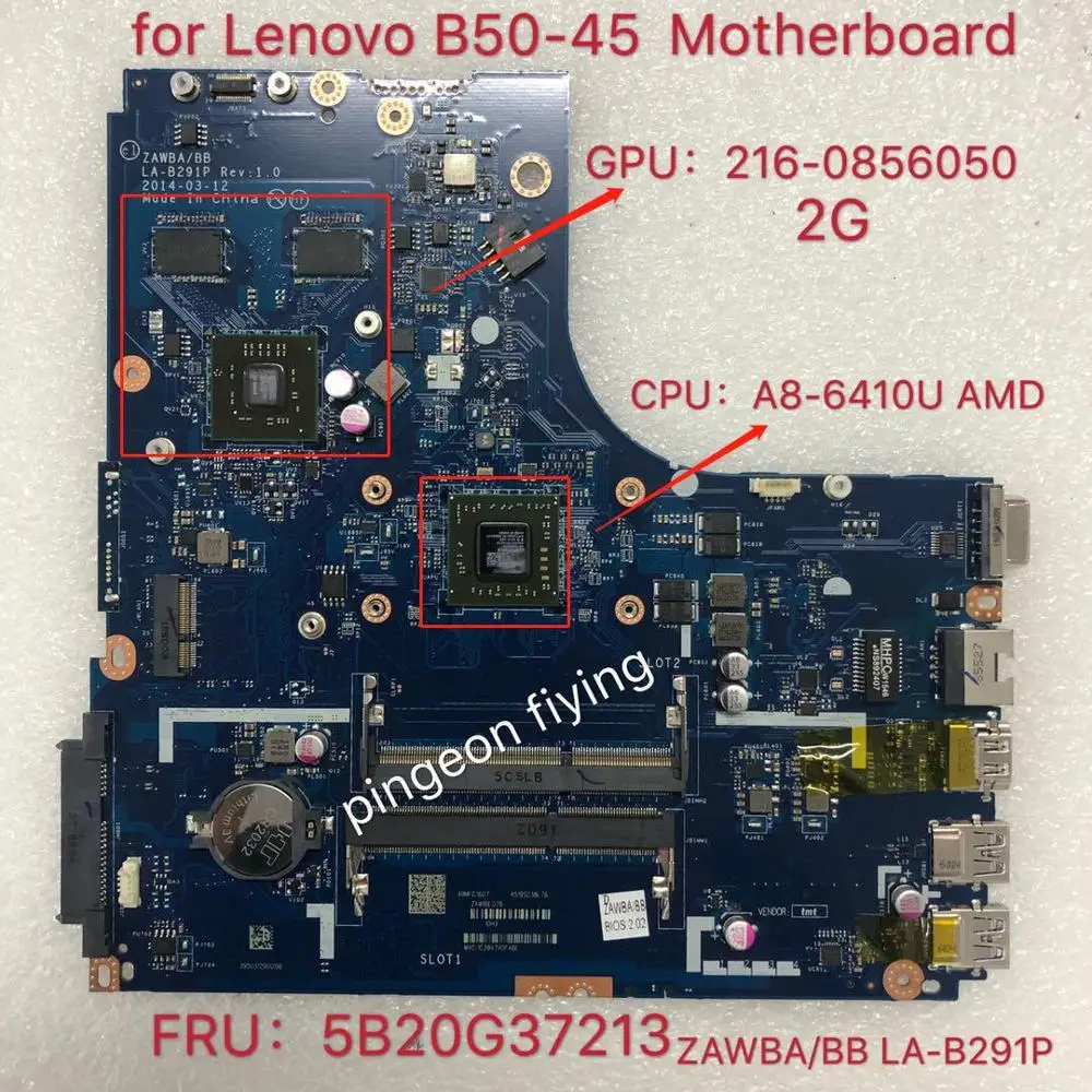 

Материнская плата ноутбука для LENOVO B50-45 CPU: A8-6410 материнская плата ZAWBA/BB LA-B291P FRU:5B20G37213 AM6410 216-0856050