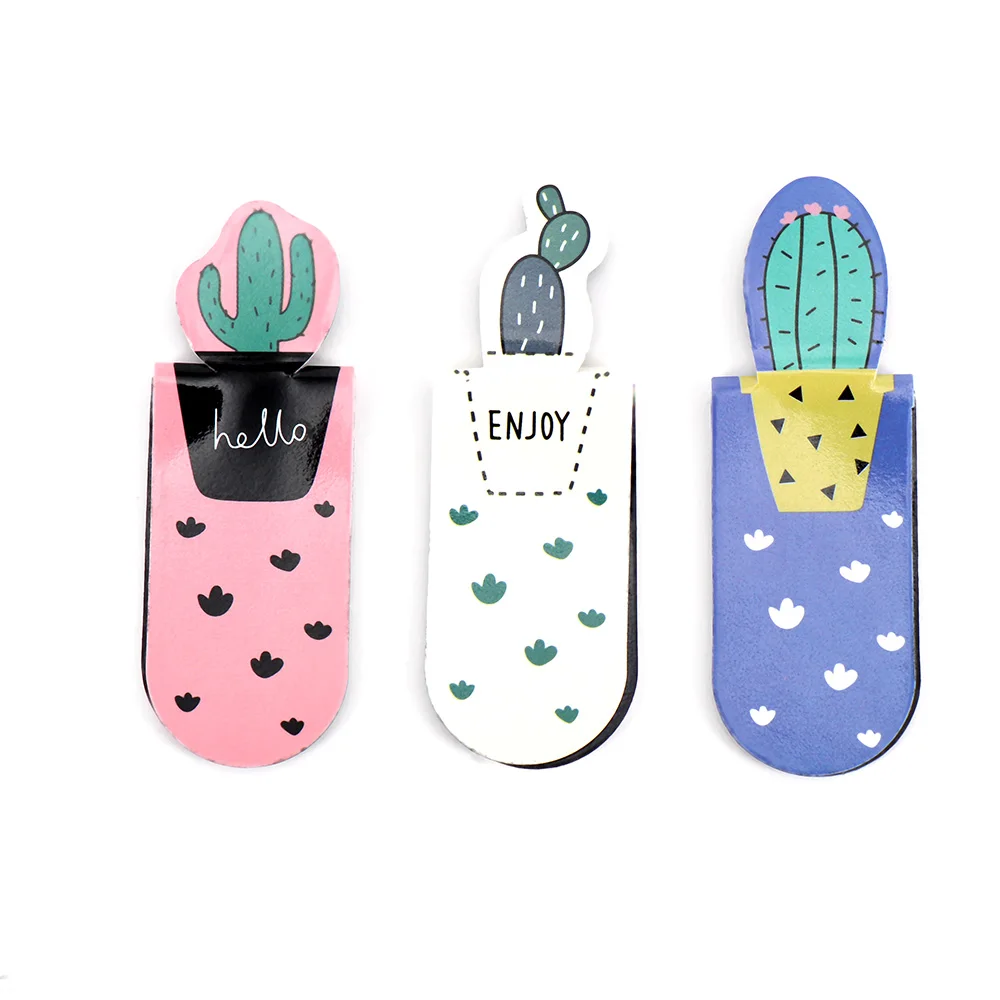 

3 PC/Pack Growing Cactus Magnetic Multi-Function Bookmark Paper Pencil Clip School Office Supply