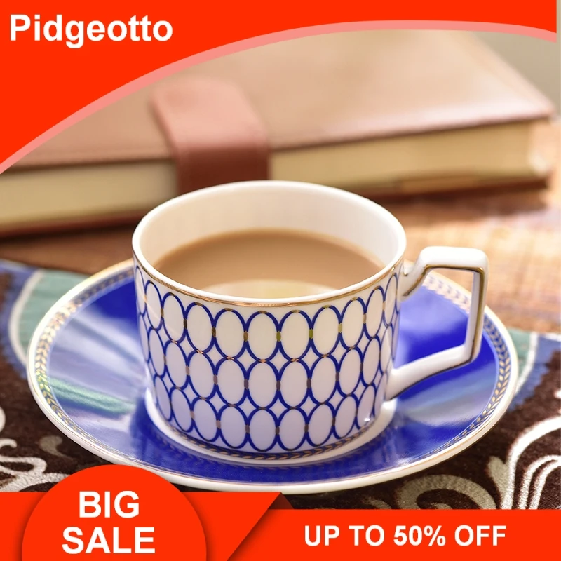 Кофейная чашка и блюдце в европейском стиле черные чайные чашки позолоченные