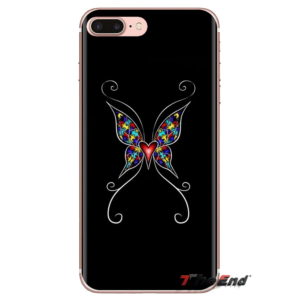 Silicone Shell Covers Beautiful Autism Awareness butterfly For iPod Touch Apple iPhone 4 4S 5 5S SE 5C 6 6S 7 8 X XR XS Plus MAX |