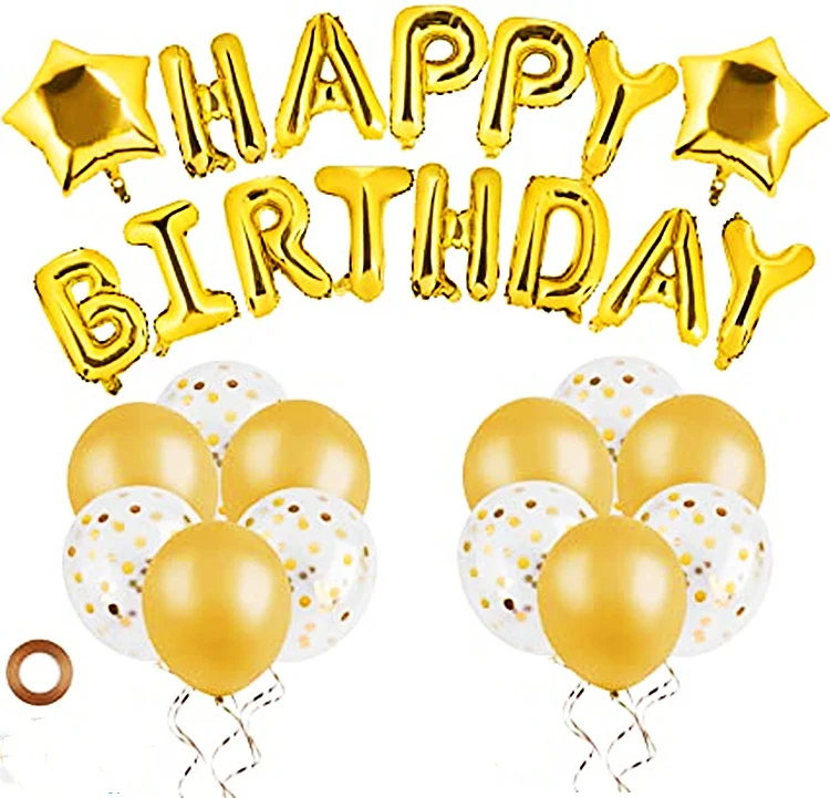 

Золотой 16-дюймовый фольгированный воздушный шар с конфетти, Звездный шар для украшения дня рождения
