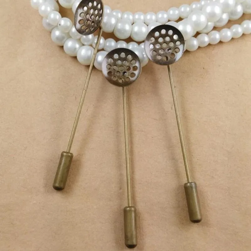 

10pcs/lot Brooch Pin Jewelry Settings 12mm Round Blank Base Trays Bezel Blank Cabochon Cameo Blanks For DIY Jewelry Making