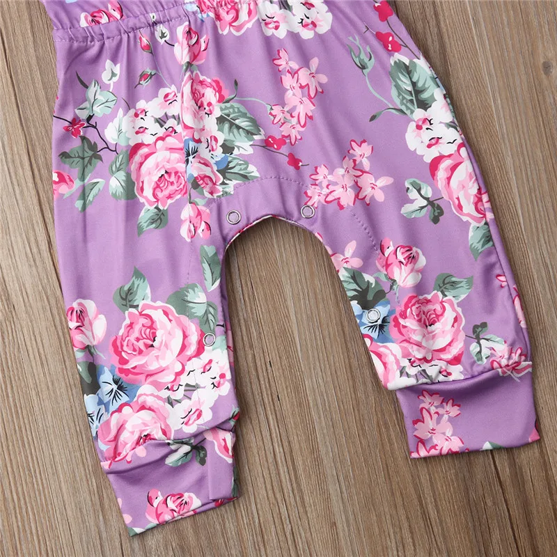 

Newborn Kids Clothes Baby Girls Romper Floral Jumpsuit Infant Newborn Clothing Summer Romper+Bow Headband Princess Jumpsuit