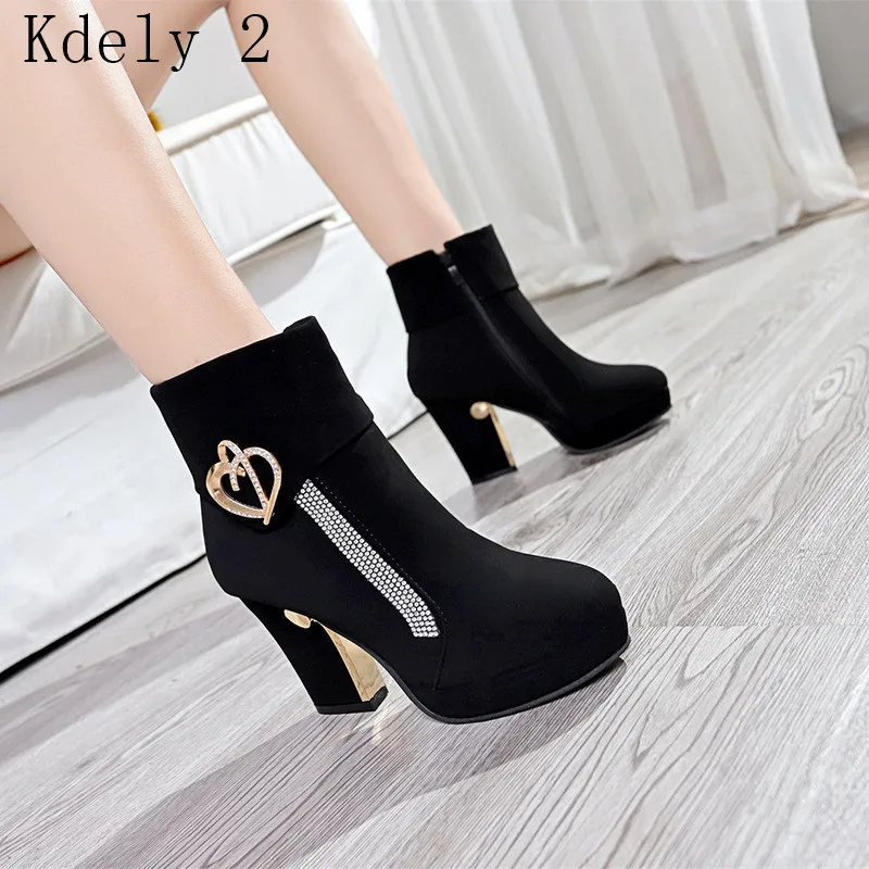 

Women Suede Ankle Boots Comfort Low Heels Shoes Woman Short Riding Booties Sexy High Heels Plus Size 35-39