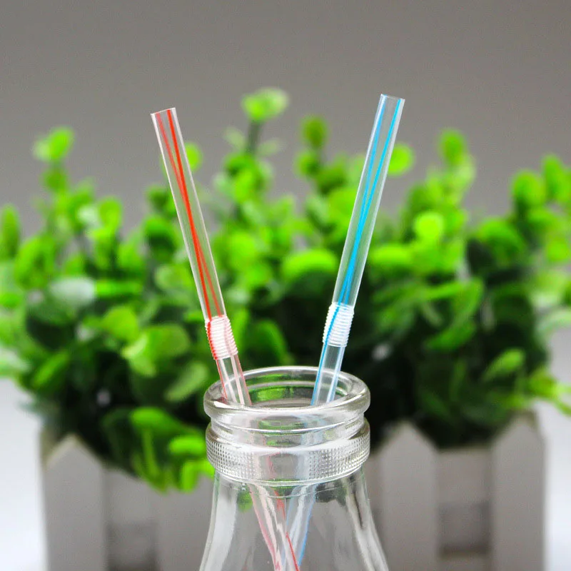 

Flexible Plastic Straws Striped Multi Colored BPA-Free Disposable Straw Assorted EJ