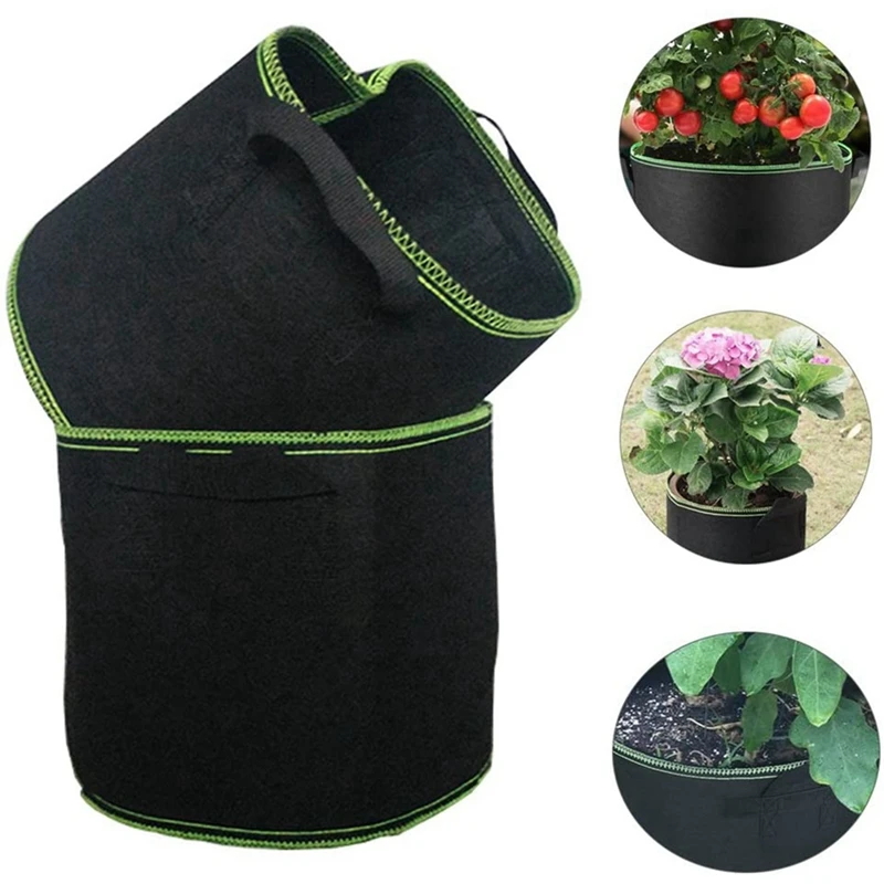 

10 Pack 10 Gallon Grow Bags Nonwoven Thick Fabric Pot Bag with 5 Pack Outdoor Planting & Growing Bag with Handle