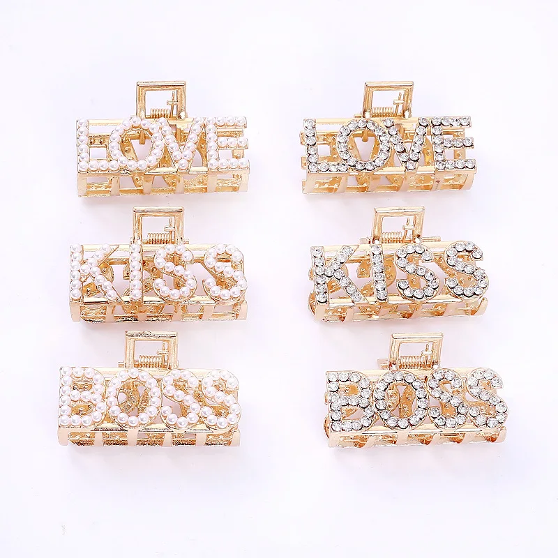 Новые женские заколки для волос с надписью заколка краб жемчужный зажим босса