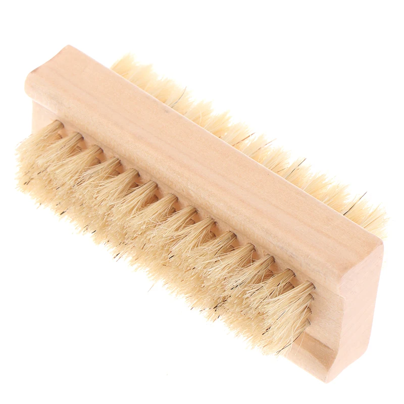 Двусторонняя щетка из натуральной щетины для маникюра и педикюра деревянная
