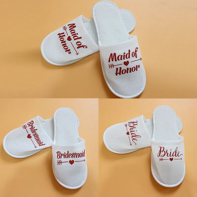 1 пара Красные блестящие буквы Свадебные шлепанцы для вечеринки Шлепанцы