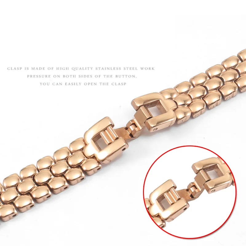 Small Size Stainless steel strap 6mm 8mm 10mm silver golden bracelet Replacemnt strap for Lady's fashion watch chain