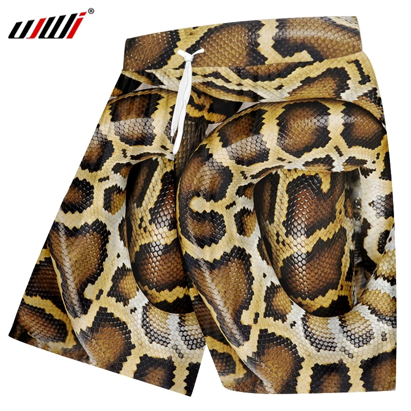 Мужские летние забавные змеиные повседневные шорты с 3D рисунком животных