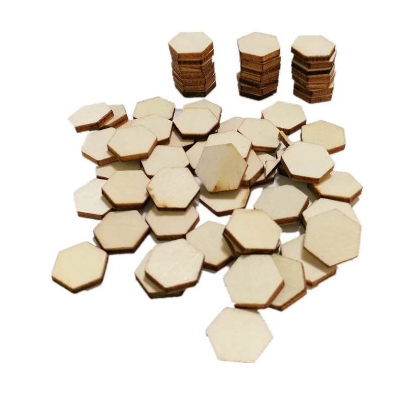 

100pcs 10mm Wood Discs Slices Wooden Hexagon Pieces Unfinished Hexagonal Shape Beech Cutouts for DIY Arts Craft Project