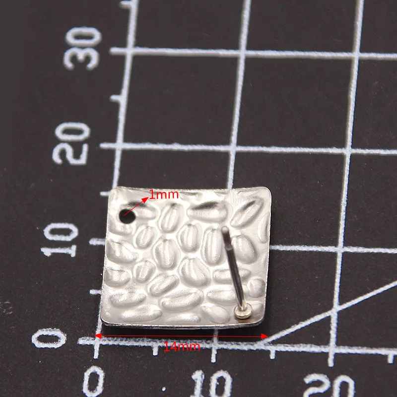 

6Pcs 14mm Square Cabochon+Earmuffs Blanks Stainless Steel Post Stud Earrings Base Settings For DIY Jewelry Materials