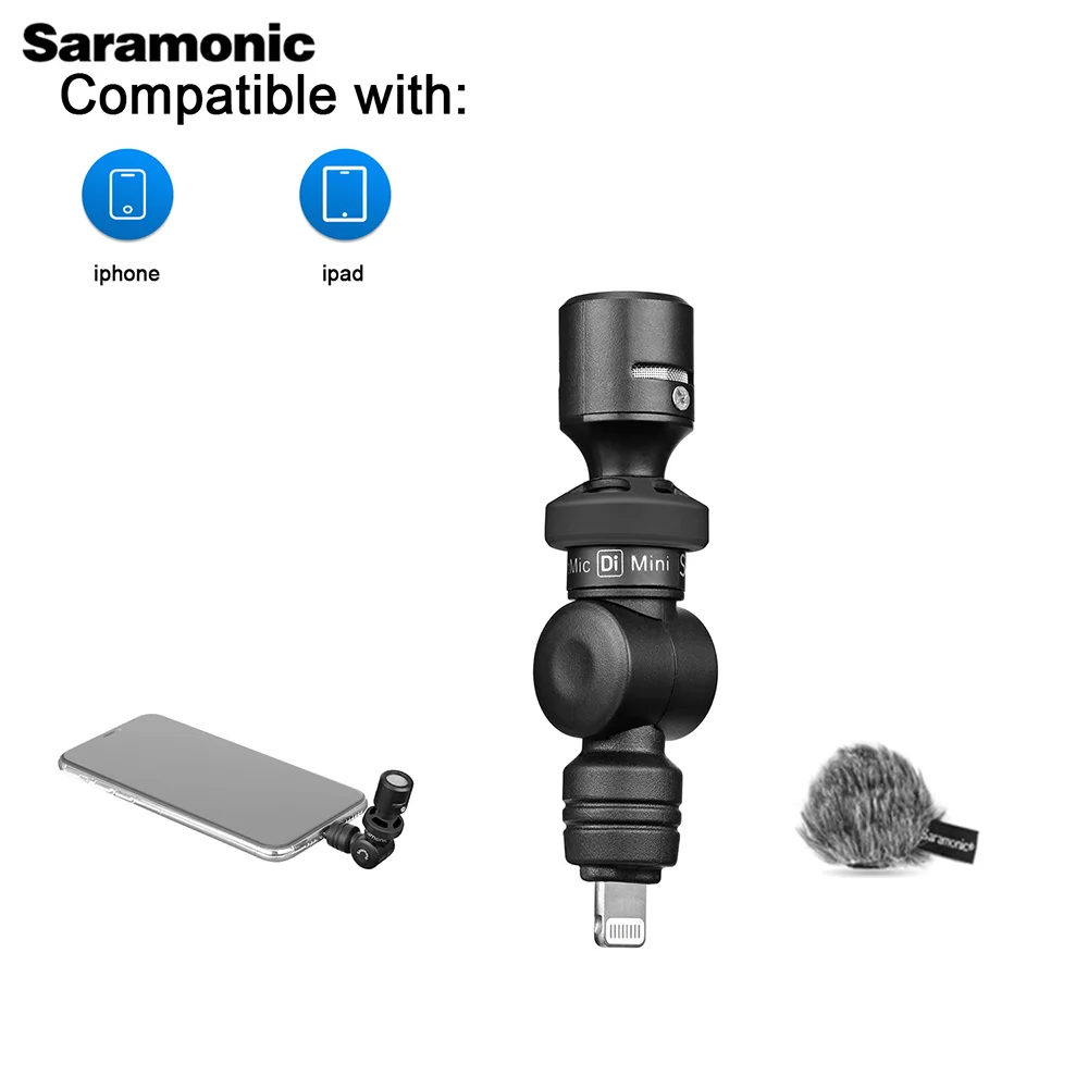 Gravação de Áudio de Vídeo para Iphone Porto para Android Saramonic Smartmic Smartphone Vlog Microfone 11 Pro Max 8 7 x Tipo-c uc di