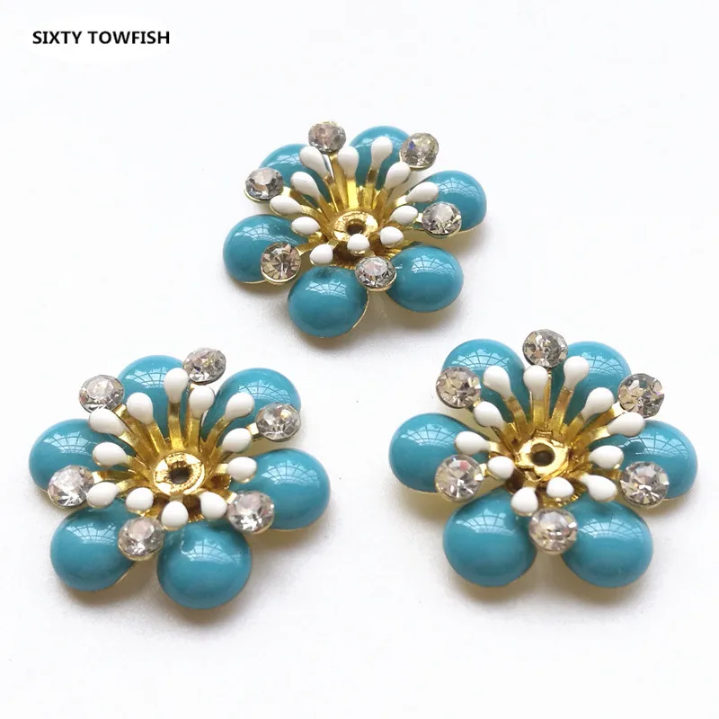 006-21mm-blue 5 шт./лот 24 стиля медная филигрань горный хрусталь цветок ломтик подвески База Установка DIY ювелирные украшения - Цвет: 006-21mm-blue