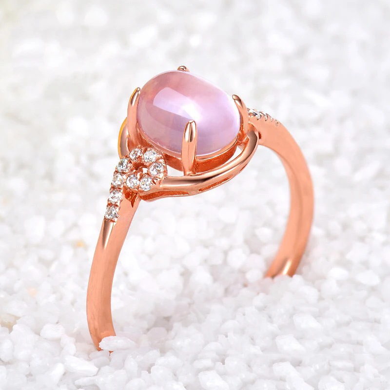 Женское кольцо из розового золота MENGYI изысканное круглое с цирконием вечерние