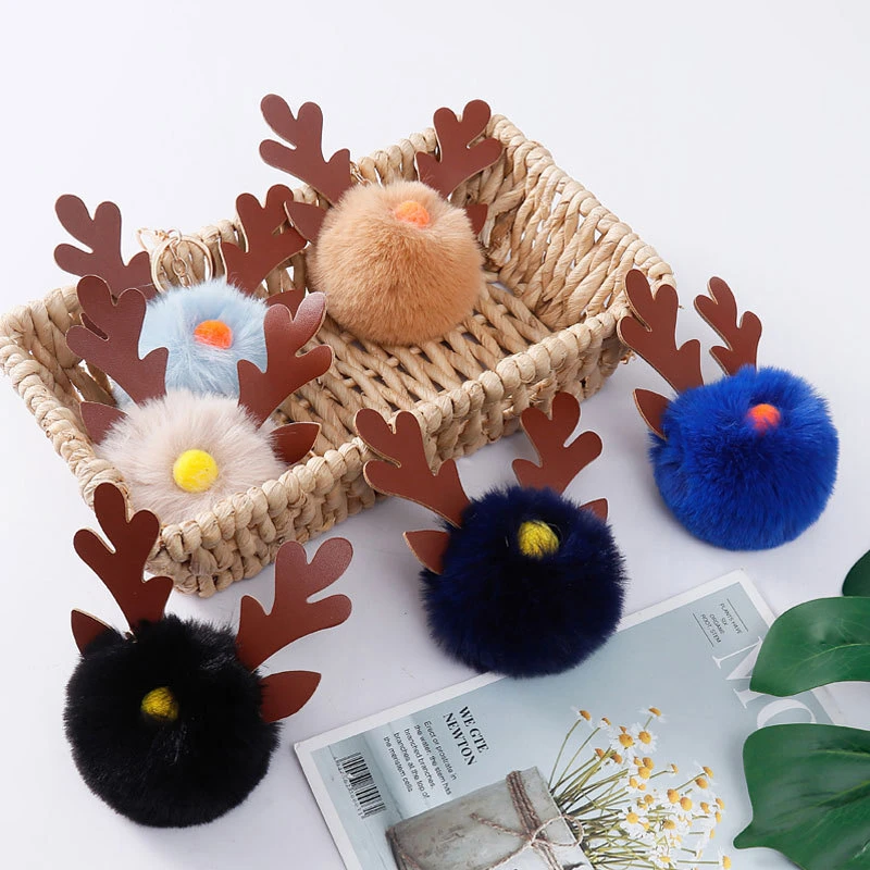 

Комплект из 2 предметов из искусственной рождественской лося-плисовый мешок цепочка для ключей, кулон из искусственного украшение Рождеств...