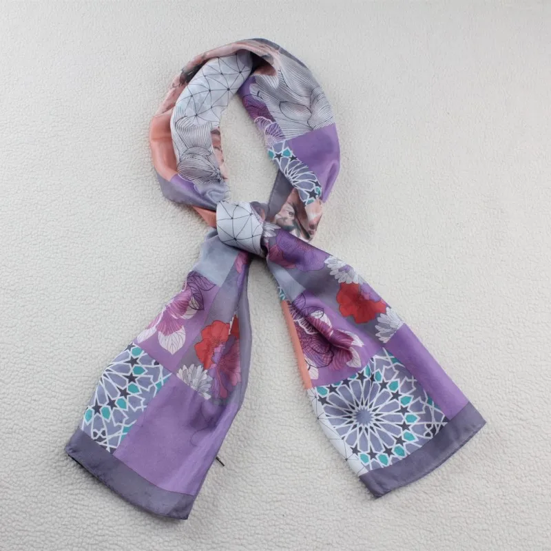 Женский длинный большой шарф из 100% чистого шелка платок с запахом 176X55 69 &quotx 21&quot