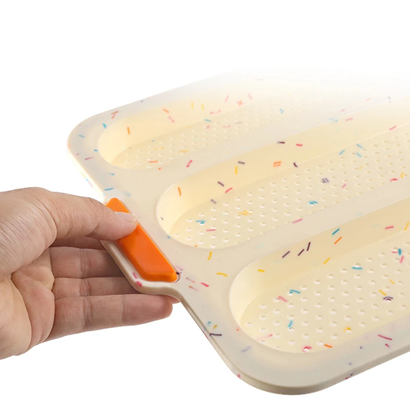 Антипригарная силиконовая лоток для багета 3 волны перфорированная форма