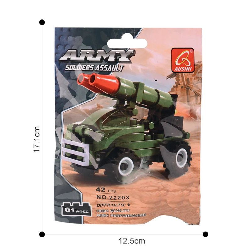 

AUSINI Military Army Truck Car Building Blocks Soldier Figures Toys for Children Model Creator Plastic Kids Plaything Toy Bricks