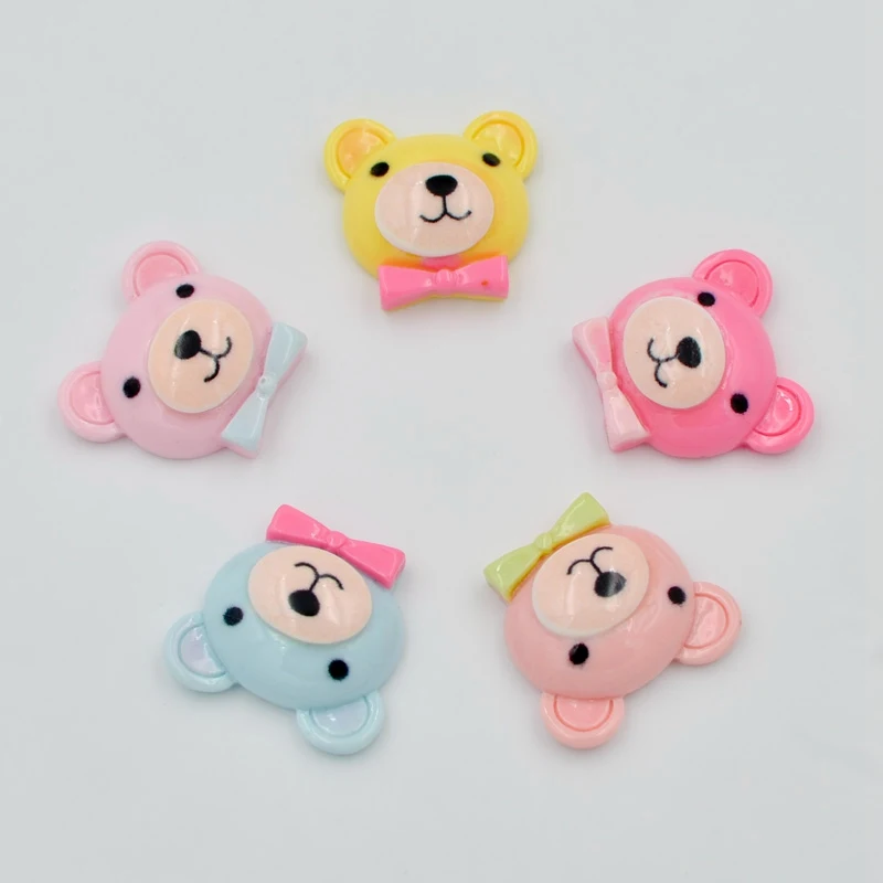 Смола Kawaii Красочные Медведь плоская спина кабошон камень аппликации для