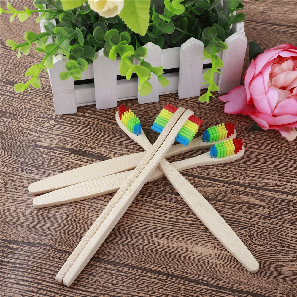 5 шт. зубная щетка из натурального бамбука мягкая щетина для ухода за полостью рта