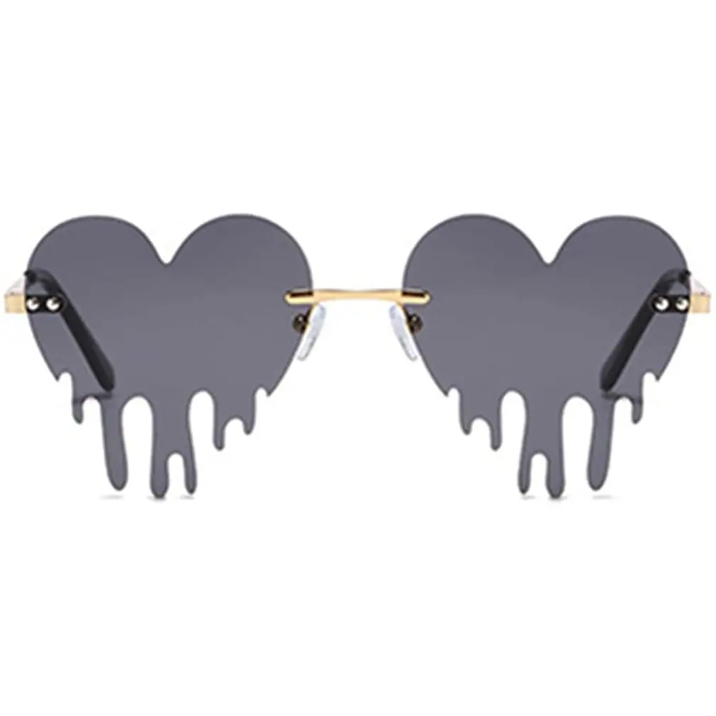 

Metal Frame Fashion Love Heart Rimless Sunglasses Women Tears Shape Steampunk Sunglasses Unique Vintage Eyewear UV400 Driver