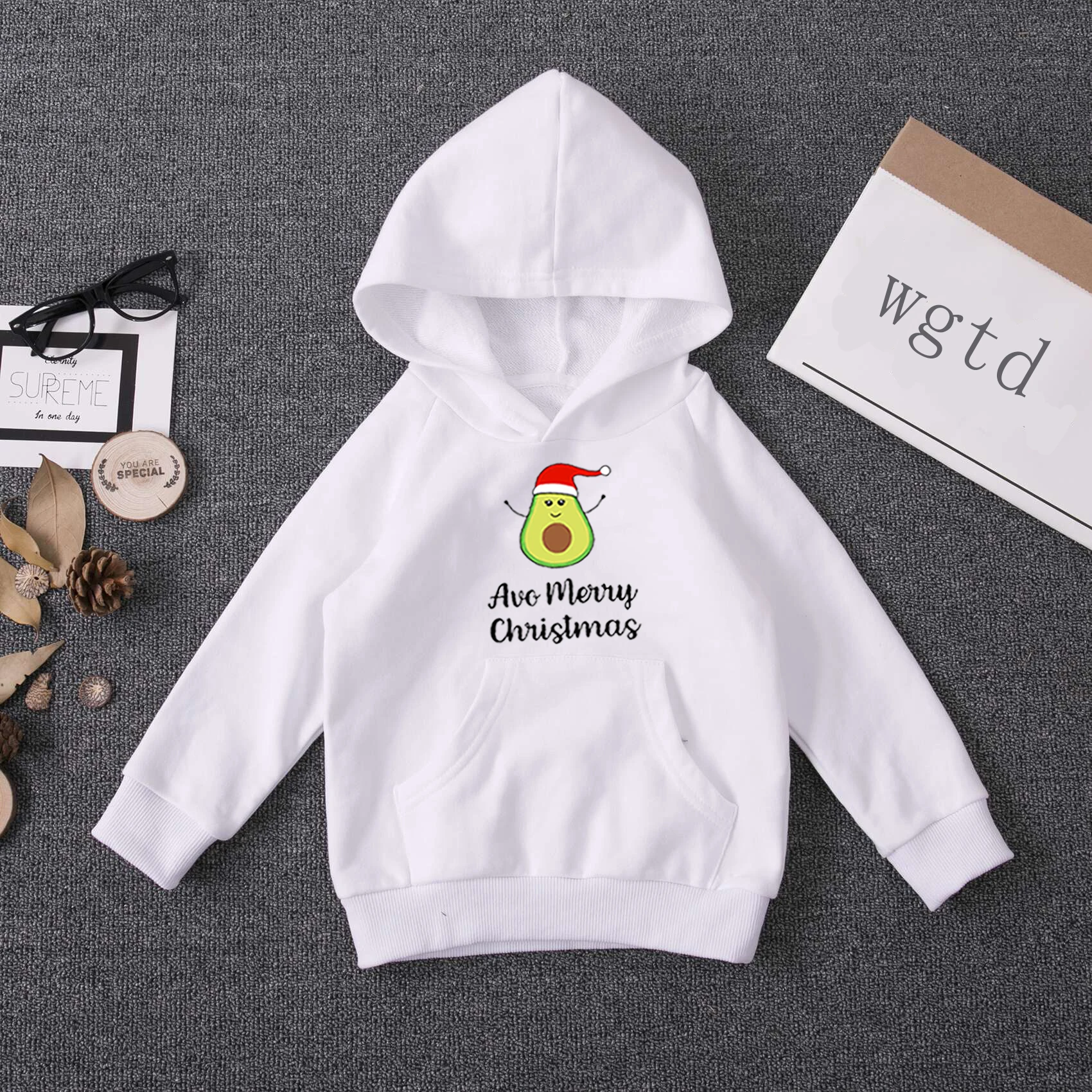 Детские толстовки с капюшоном Kawaii принтом авокадо для малышей Новинка Сезон
