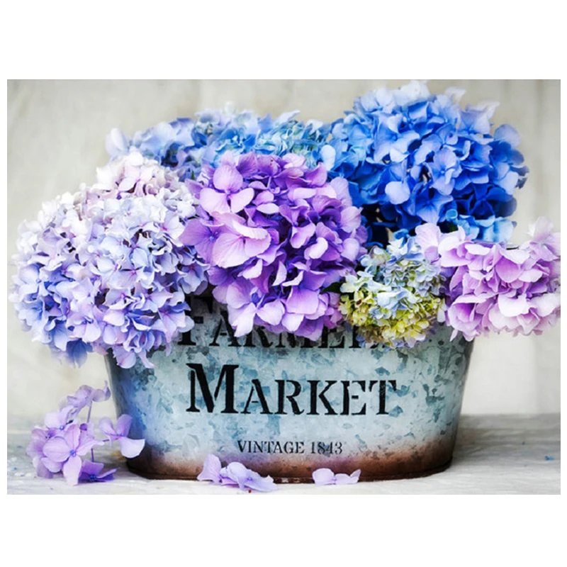 Diy алмазная живопись Гортензия 5D вышивка крестиком Кристалл квадратные Стразы