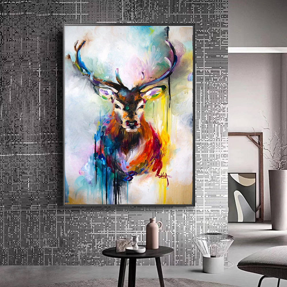 

HD Printed Elk Animal Canvas Painting Art Home Decor Animal Poster And Print Wall Pictures For Living Room Decorative Picture