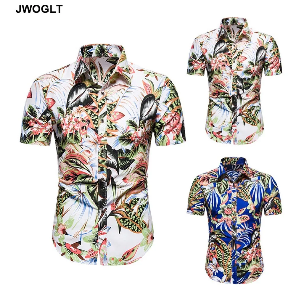 

2020 Summer New Fashion Floral Printed Regular Fit Casual Shirts Short Sleeve Button Down Hawaiian Social Shirt Blouse