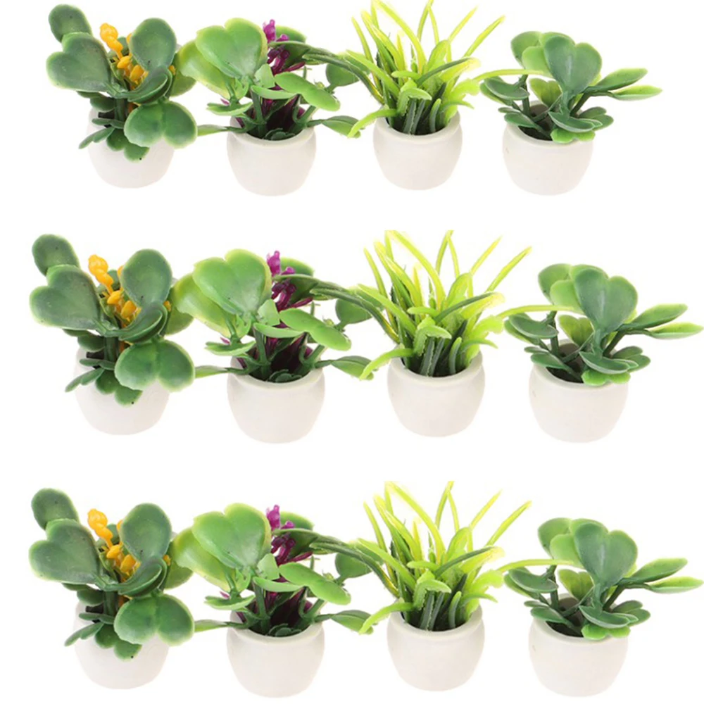 

1:12 Dollhouse Miniature Green Plant In Pot Furniture Home Decor Accessories Pretend Paly Toys