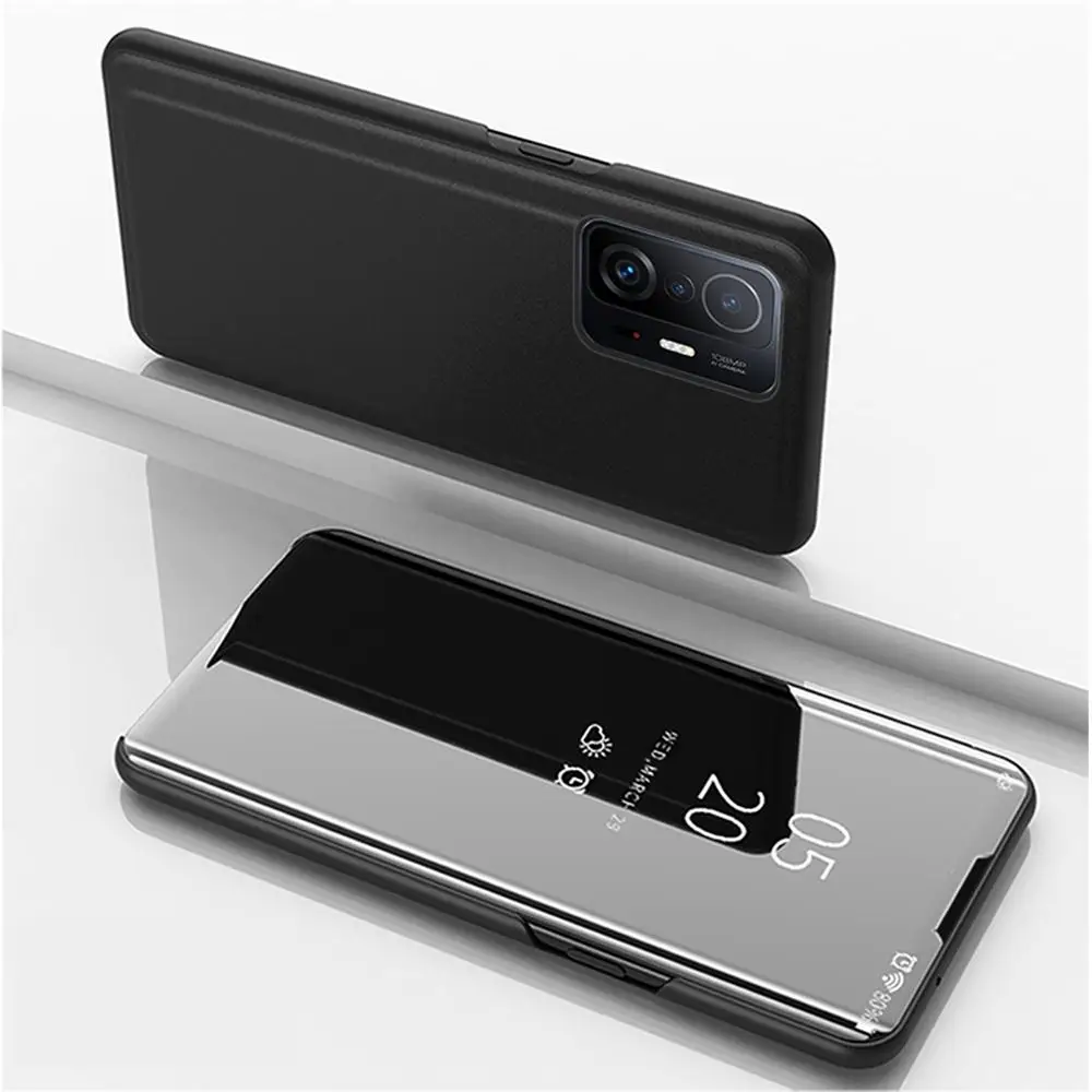 

Mi 11T Pro Smart Mirror Flip Phone Case For Xiaomi Mi 11 10 Ultra 9 Lite 8 SE 10T Play For Redmi Note 10 9 Leather Stand Cover