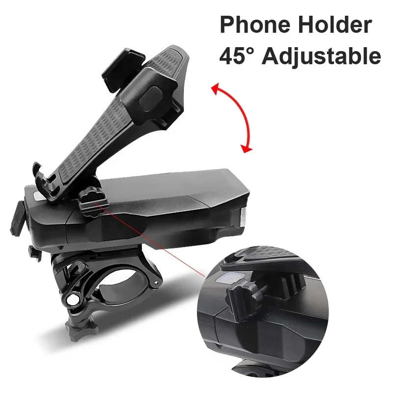 Newest 4 in 1 Bicycle Light LED Bike Front USB Rechargeable Power Bank Cycling Phone Holder Horn MTB Flashlight | Мобильные телефоны