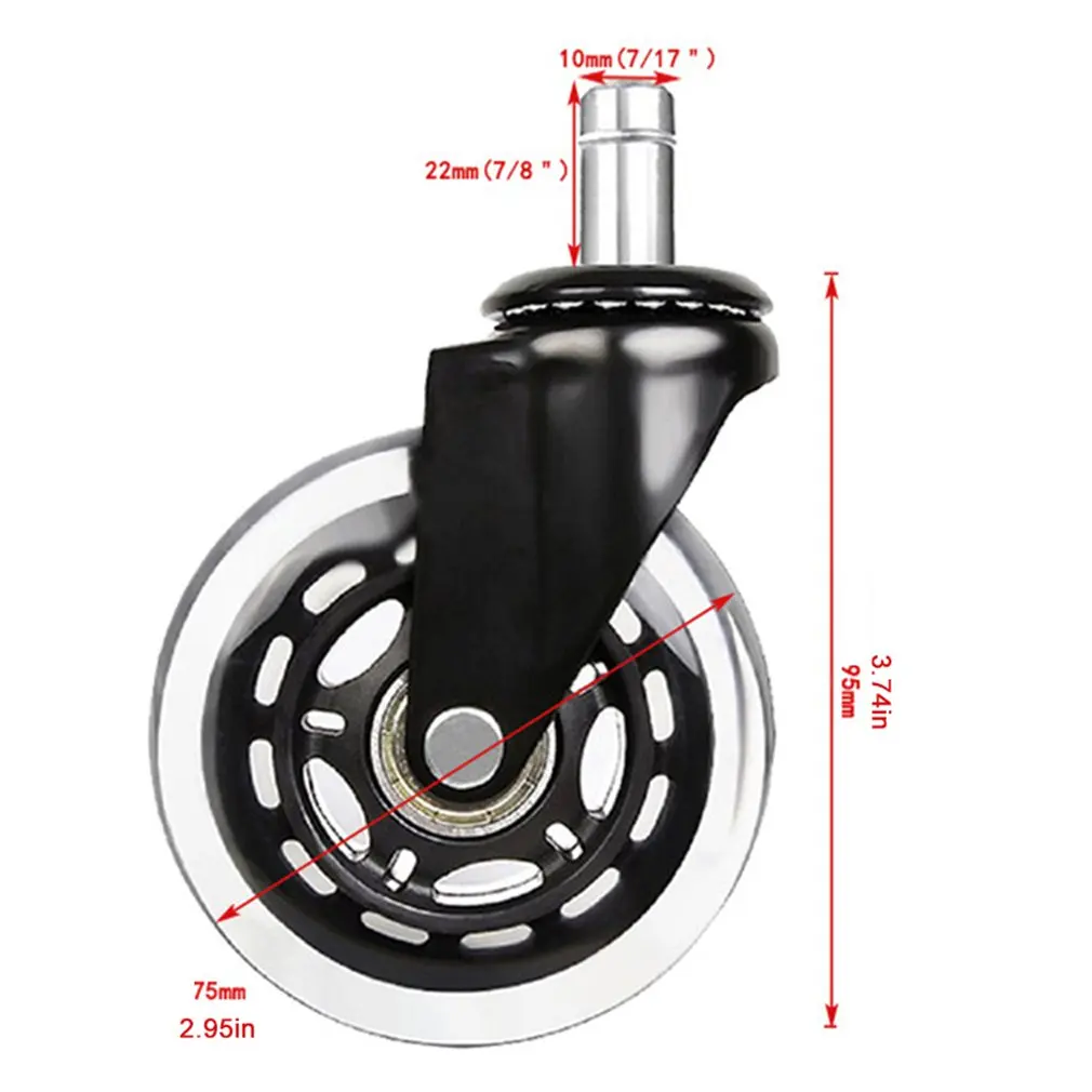 2 5 дюйма/3 дюйма PU Универсальный стопорный Ролик Черный сильный несущий
