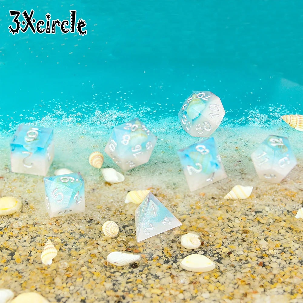 7 шт морскую тематику оболочки многогранные кости с цифрами комплект D4-D20 для Dados