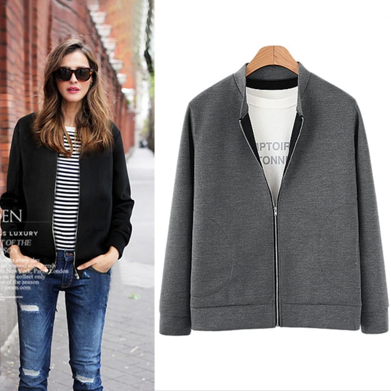 

Женский кардиган с длинным рукавом и воротником-стойкой, на молнии