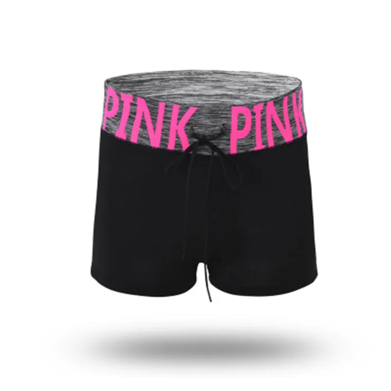 

yvlvol pink print elasticity women shorts Breathable quick-drying fitness female shorts drop shipping