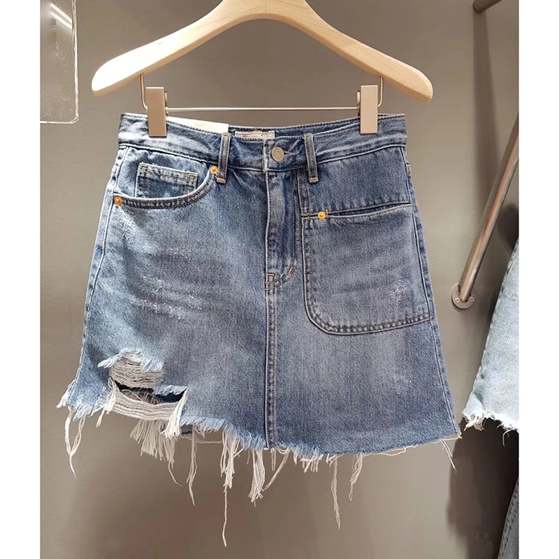 

Новинка весна-лето 2021, джинсовые шорты с неровными краями, подходящие ко всему повседневные женские тренды hakama