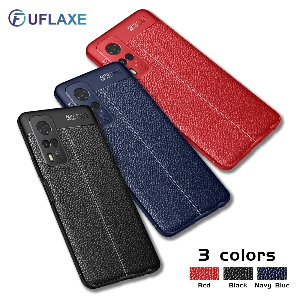 

UFlaxe Soft Silicone Shockproof Case for Vivo Y31 Y51 Y51a Y19 Y20 Y20i Y20S Y30 Y50 Litchi Texture Ultra-thin Cover