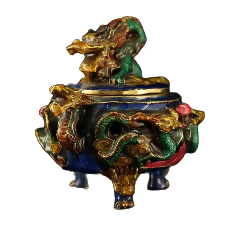 

Tibet Nepal Old Cloisonne Copper Bead Enamel Painted Seven Dragon Aromatherapy Furnace