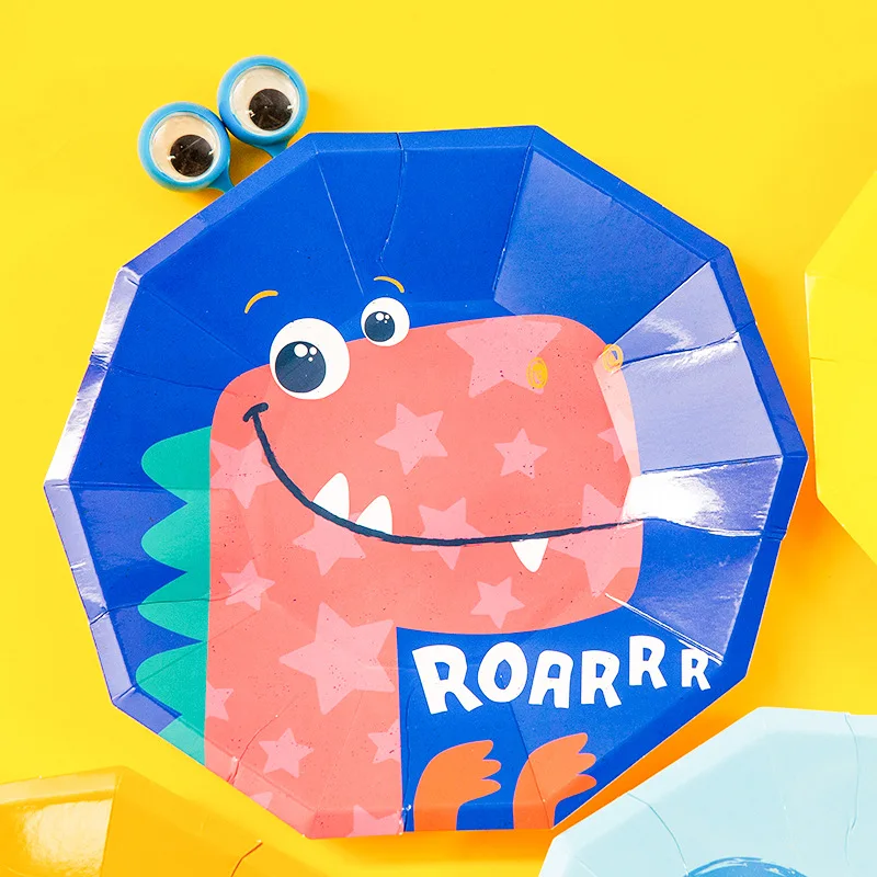 9 дюймов с рисунком динозавра из мультфильма вечерние посуда набор одноразовых