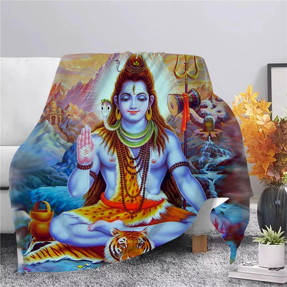 

CLOOCL Hindu God Brahma Warm Flannel Blanket Print Vishnu and Shiva Throws Blanket Office Nap Blanket Sherpa Blanket Quilt