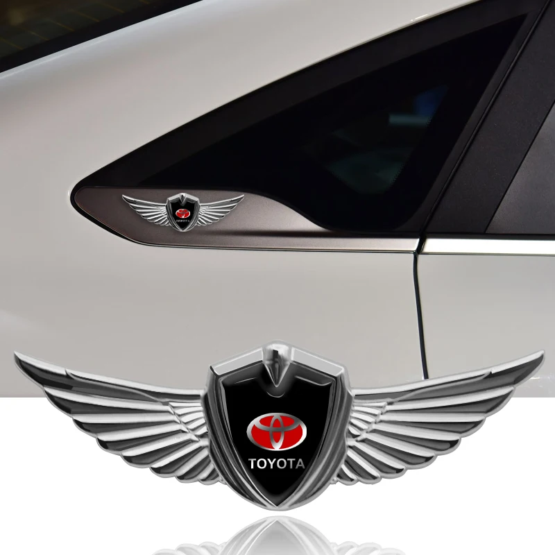 

1pcs Car Badge Metal Wings Body Decoration Sticker Car Goods For Toyota c-hr Prado rav4 Yaris hilux prius avensis Corolla Camry
