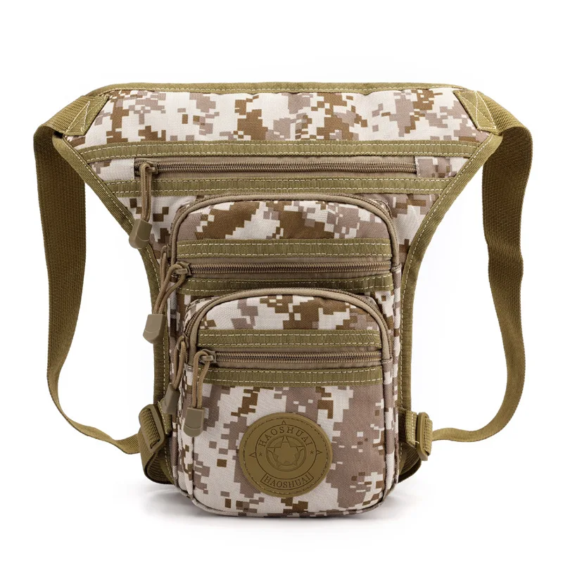 Brown camouflage Мужская водонепроницаемая нейлоновая сумка с заниженной ногой, поясная сумка, пояс для бедер, Военная Тактическая Сумка для езды на мотоцикле, универсальная сумка - Цвет: Brown camouflage