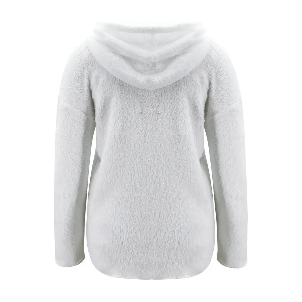 

Fashion Women Casual Long-sleeved Hoodies Plush Autumn Solid Color Round Neck Loose Hooded Top Streetwear