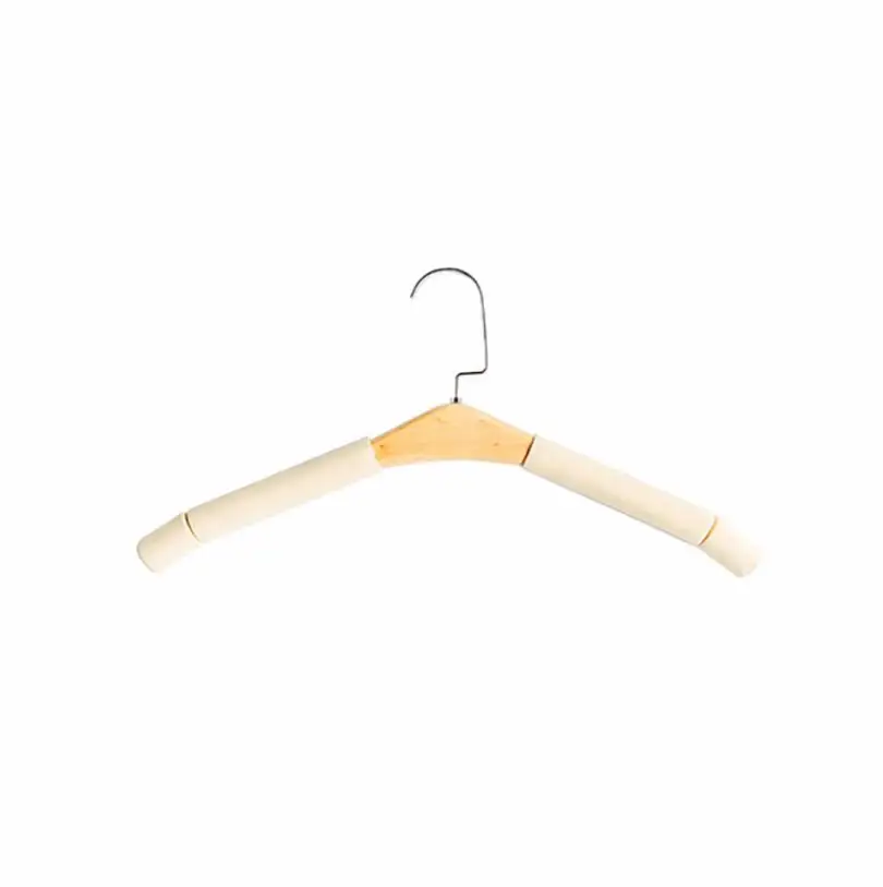 

20 Pcs/Lot Beige Black Anti-slip Sponge Padded Wooden Hanger for Clothes Coats Shirts