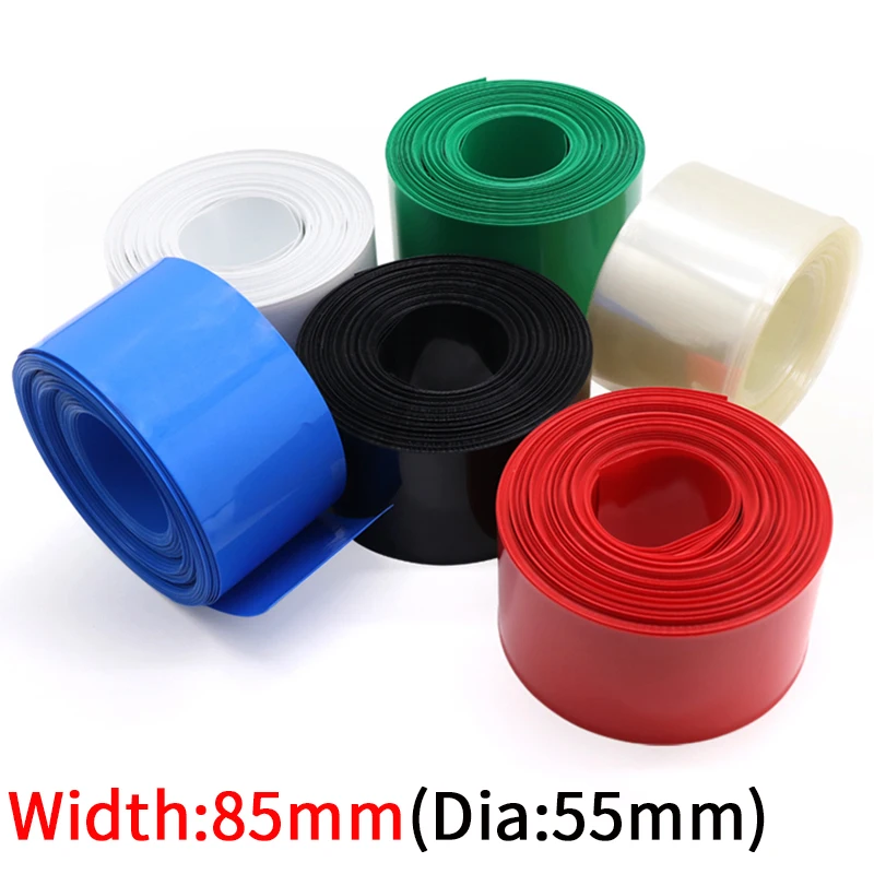 

Dia 55mm PVC Heat Shrink Tube Width 85mm Lithium Battery 18650 Pack Insulated Film Wrap Protection Case Pack Tubing 1 meter